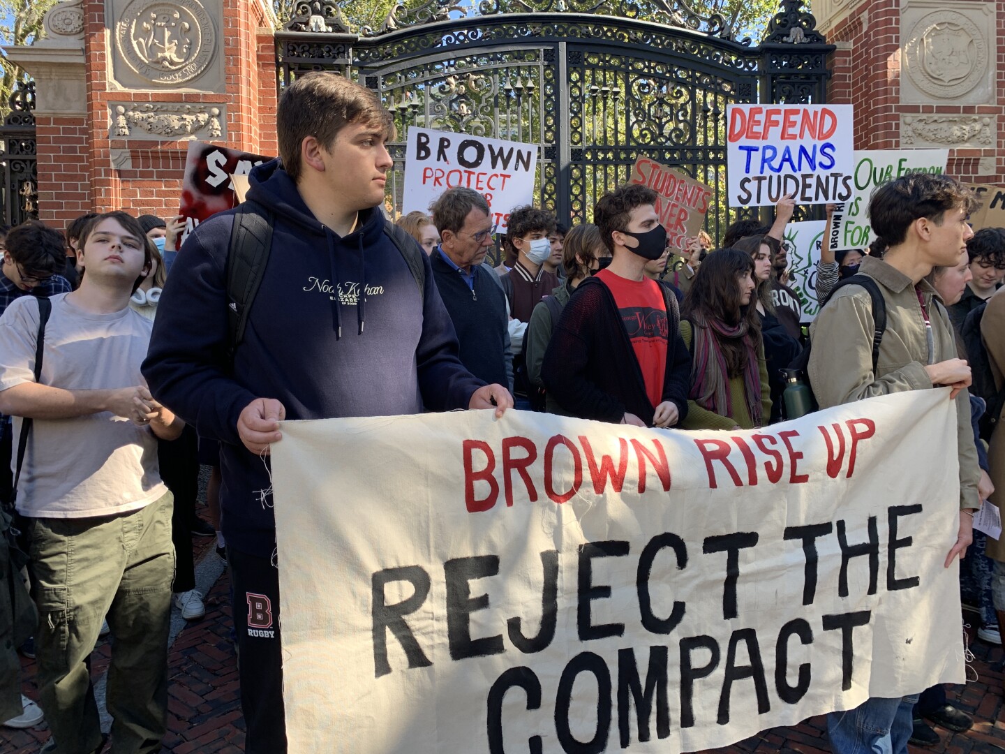 Brown University protesters held a rally Thursday, October 9, to demand the university reject the latest list of demands from the Trump White House.