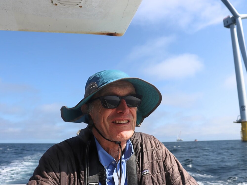 Michael Moore takes in Vineyard Wind's offshore wind farm 15 miles south of Martha's Vineyard.
