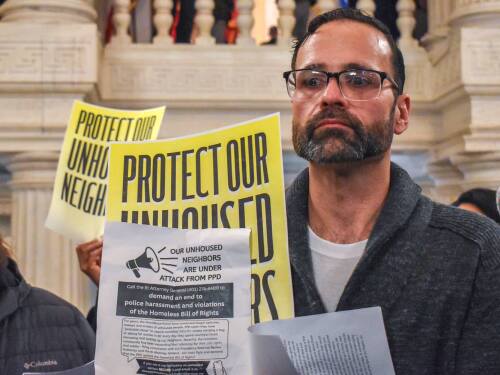 Danny Griffiths, who has been unhoused for most of the past 20 years, wants state leaders to hold Providence Police accountable for alleged harassment of unhoused people like himself.