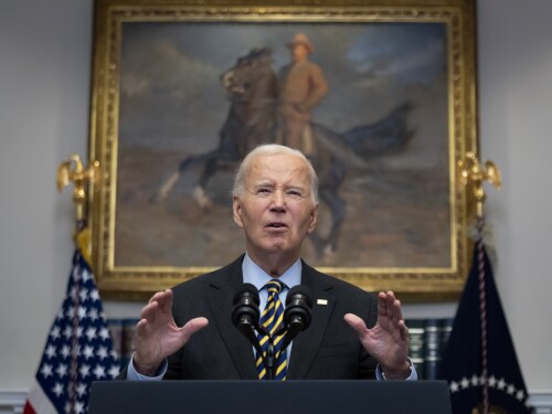 President Joe Biden speaks in the Roosevelt Room at the White House in Washington, Friday, Jan. 10, 2025.
