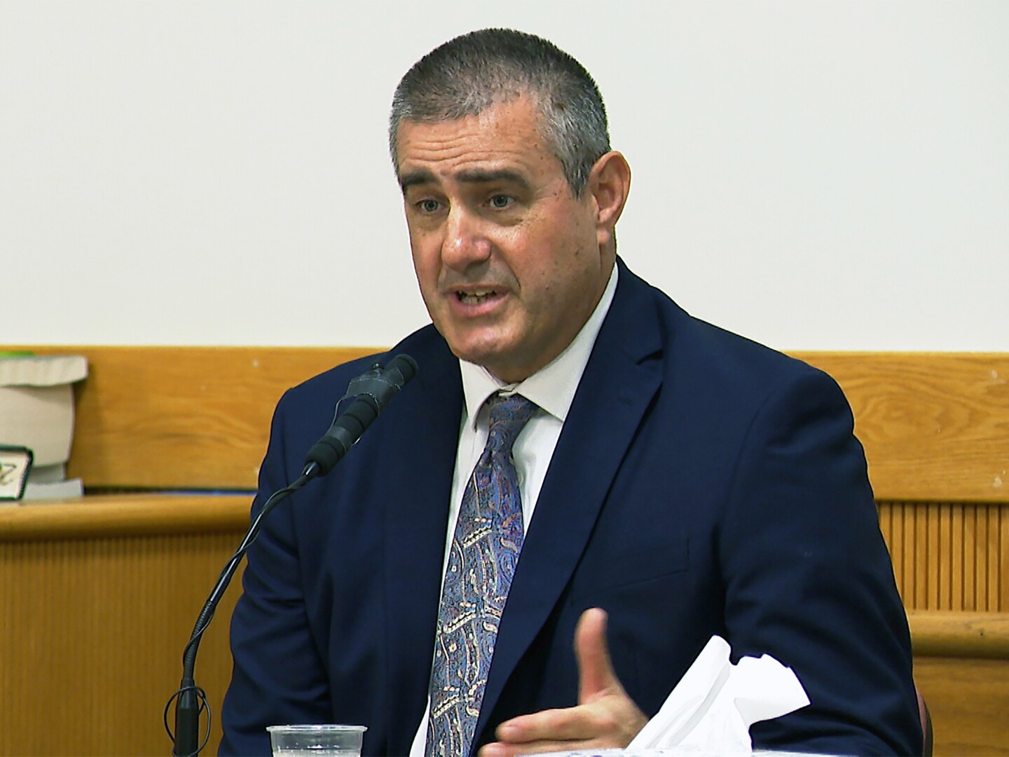 FILE - Rhode Island basketball coach Aaron Thomas testifies on May 5, 2025 in Wakefield, R.I.