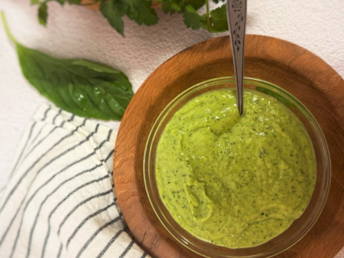 Fresh herbs, creamy avocado, and a hint of tangy Dijon come together in this vibrant Green Goddess dip. It’s quick to make, full of flavor, and versatile enough to serve as a dip, spread, or light dressing.