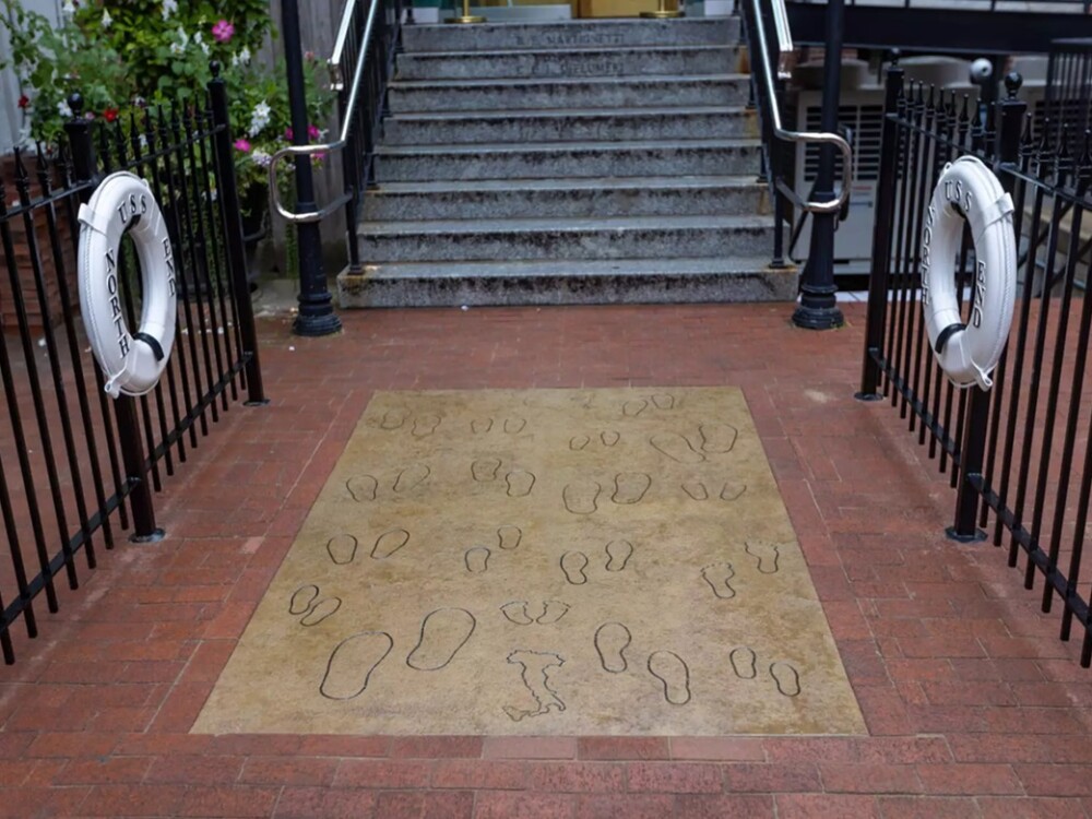Nancy Schön’s “Noble Journey Sculpture” in the Peace Garden at St. Leonard’s Catholic Church in Boston's North End.