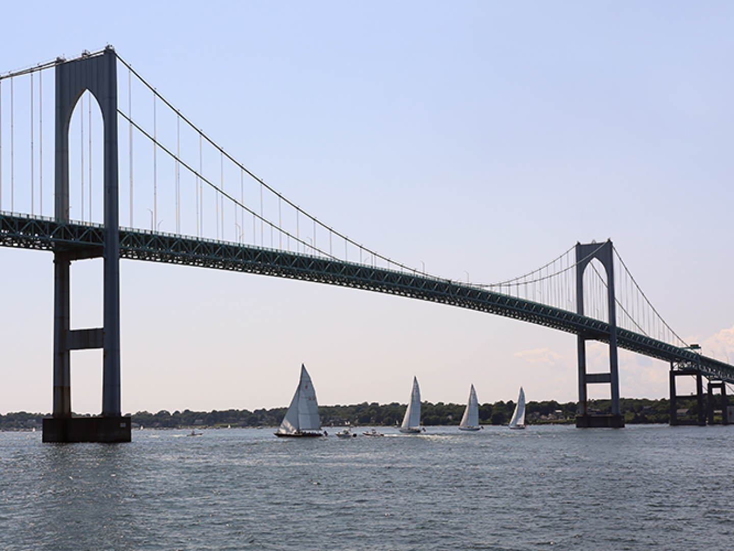 The bridge links Newport and Jamestown