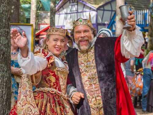 Queen Anne, portrayed by Elizabeth Clouse (left), and King Richard (portrayed by Kirk Simpson) at King Richard's Faire