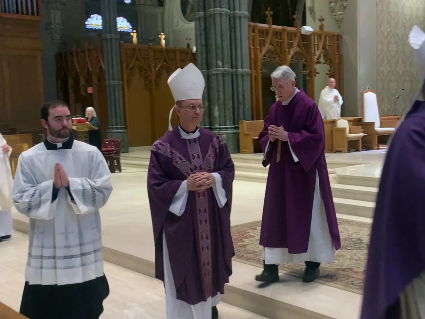 Pope Francis has named Bishop Bruce Lewandowski, center, the new Bishop of Providence.