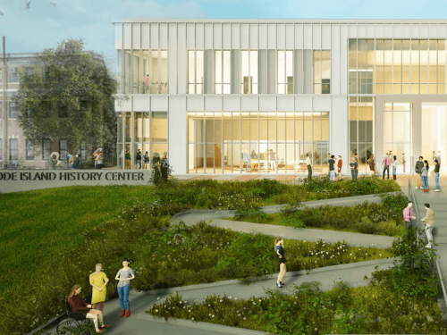 A rendering from an LLB Architects feasibility study of a proposed Rhode Island State History Center at a potential site on State Street.