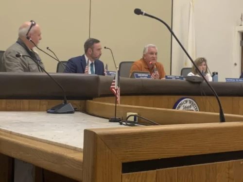 Members of the Coastal Resources Management Council listen to public comments about beach access at Westerly Town Hall, Monday Sept 15, 2025.