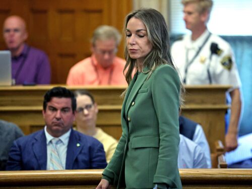 Karen Read, who is accused of killing her boyfriend, Boston police Officer John O'Keefe, in 2022, during her murder trial at Norfolk Superior Court, Tuesday, May 27, 2025, in Dedham, Mass.