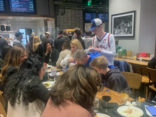 College basketball fans dine at Track 15 in Providence on March 21, 2025.