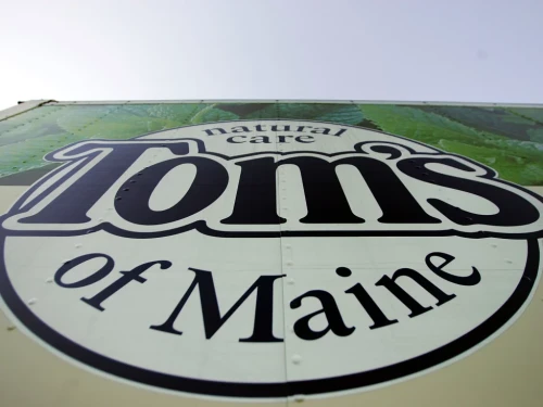 A Tom's of Maine sign is seen at the manufacturing plant in Sanford, Maine, on March 28, 2006.
