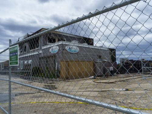 The damaged Matunuck Oyster Bar in South Kingstown is shown on Tuesday, May 20, 2025, the date of a devastating fire believed to have been accidental.